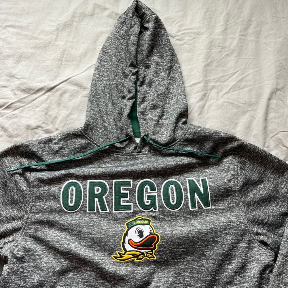 Oregon Ducks Hoodie‎ Pullover Gray Mascot Logo Size Medium Top of the World NCAA